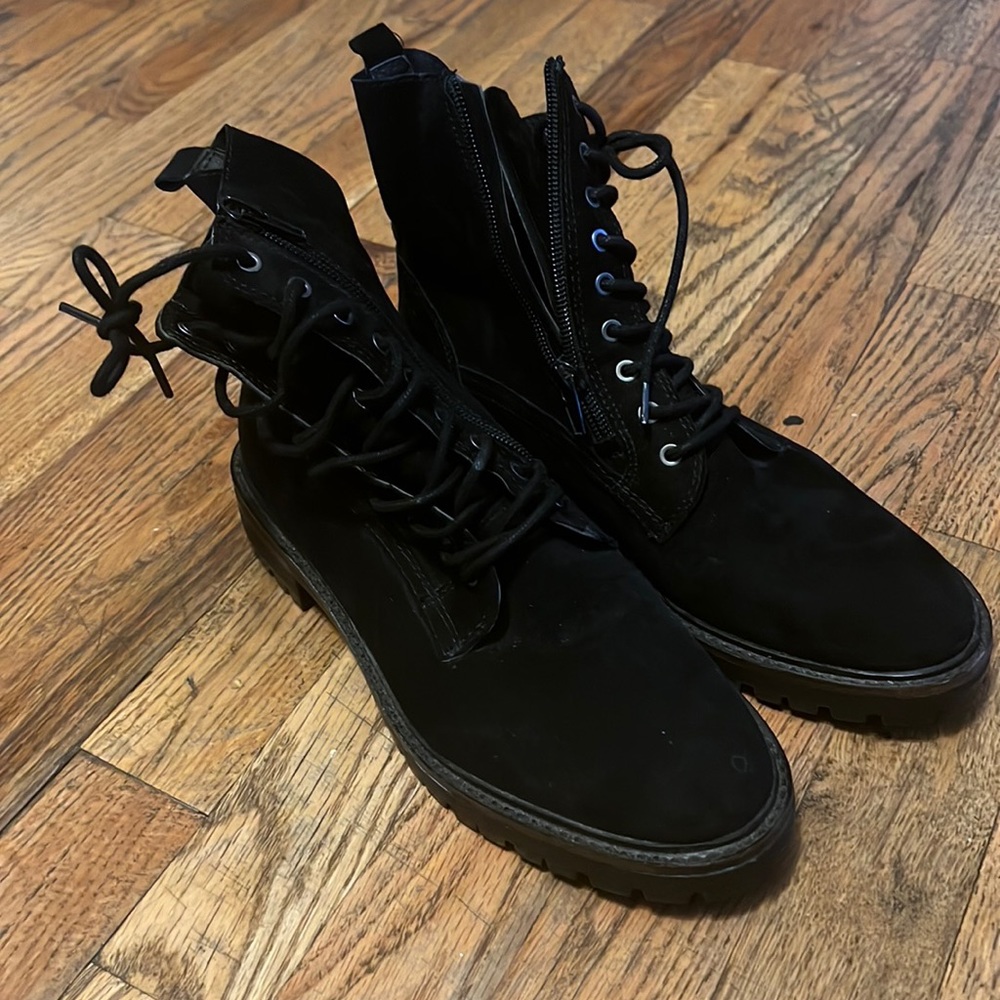 Lucky brand zip/lace up boot black